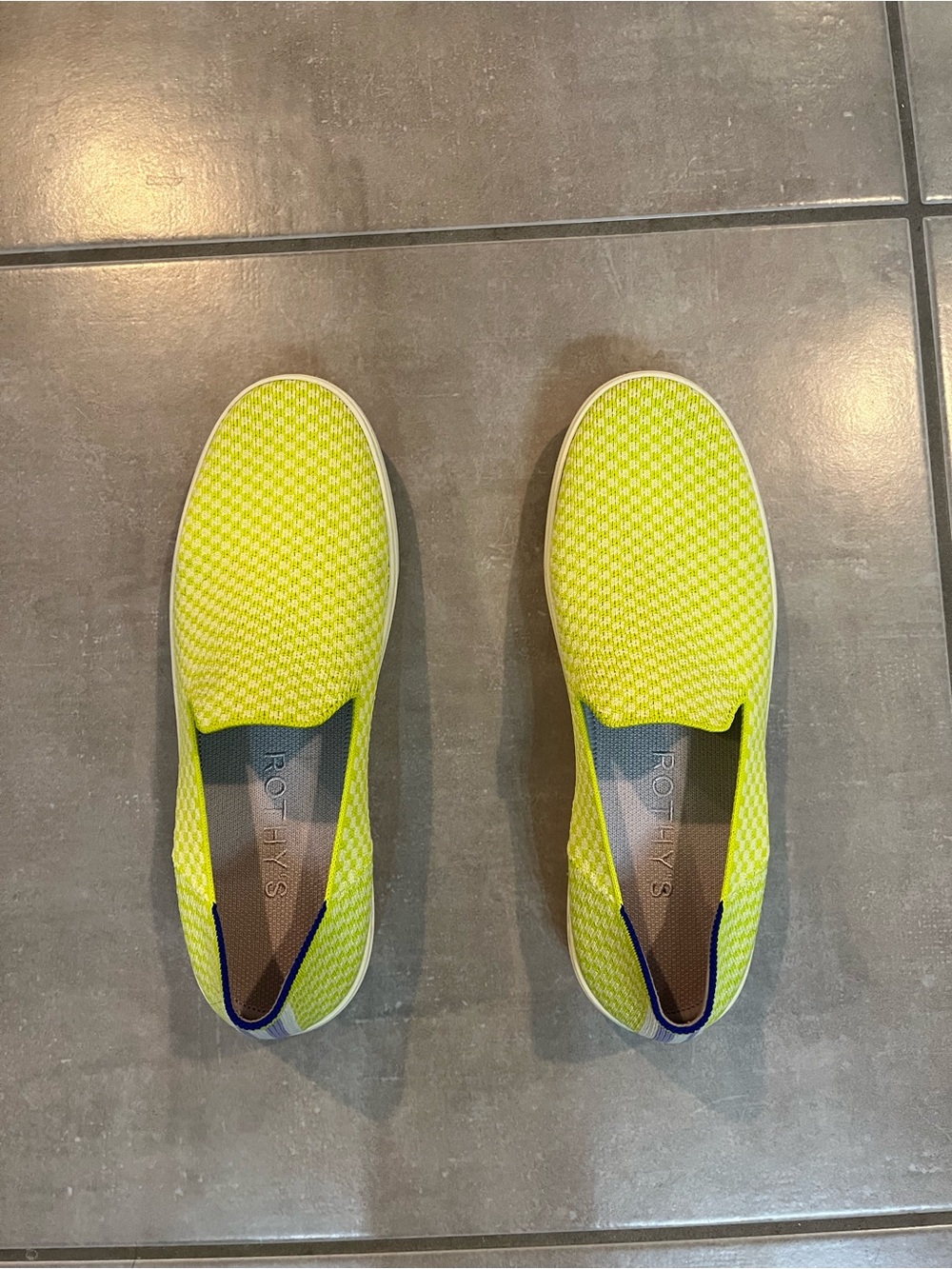 Rothy's women's Slip-On sneakers in electric check